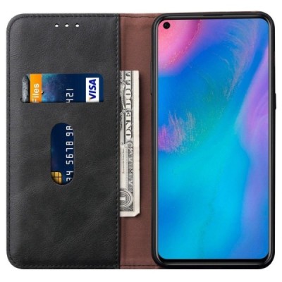 „Deluxe“ atverčiamas juodas odinis Huawei P30 Pro dėklas - knygutė / Priedai.lt