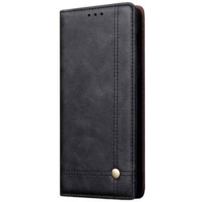 „Deluxe“ atverčiamas juodas odinis Sony Xperia 10 (XA3) dėklas - knygutė / Priedai.lt
