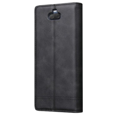 „Deluxe“ atverčiamas juodas odinis Sony Xperia 10 (XA3) dėklas - knygutė / Priedai.lt