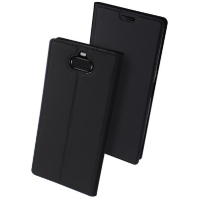 Sony Xperia 10 (XA3) „Dux Ducis“ Skin serijos juodas odinis atverčiamas dėklas - knygutė | Priedai.lt