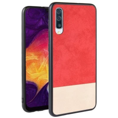 „Bi-Color“ Splicing Samsung Galaxy A70 (A705F) smėlio, raudonas odinis dėklas / Priedai.lt