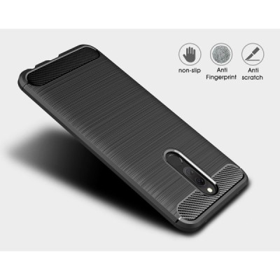 Xiaomi Redmi 8 (Redmi 8A) Carbon kieto silikono TPU juodas dėklas - nugarėlė | Priedai.lt