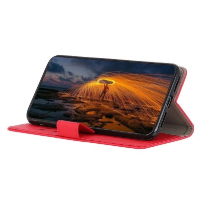 Xiaomi Redmi Note 8T atverčiamas raudonas odinis dėklas, knygutė - piniginė | Priedai.lt