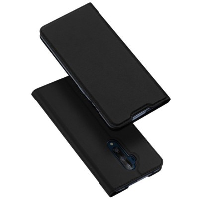 Dux Ducis Skin serijos OnePlus 7T Pro juodas odinis atverčiamas dėklas | Priedai.lt