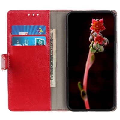 Samsung Galaxy S10 Lite (G970) atverčiamas raudonas odinis dėklas - piniginė | Priedai.lt