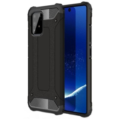 Sustiprintos apsaugos Samsung Galaxy S10 Lite (G970) juodas kieto silikono (TPU) ir plastiko dėklas | Priedai.lt