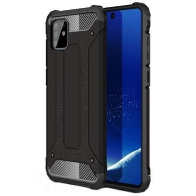Sustiprintos apsaugos Samsung Galaxy Note10 Lite (N770F) juodas kieto silikono (TPU) ir plastiko dėklas | Priedai.lt