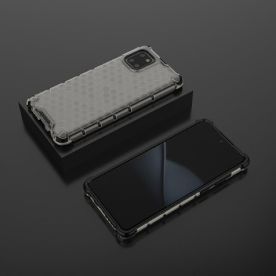 Honeycomb sustiprintos apsaugos Samsung Galaxy Note10 Lite (N770F) pilkas kieto silikono (TPU) ir plastiko dėklas | Priedai.lt
