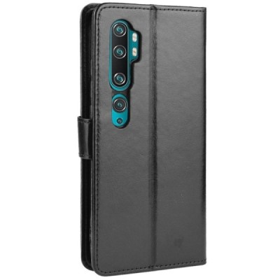 Xiaomi Mi Note 10 (10 Pro) atverčiamas juodas odinis dėklas - piniginė | Priedai.lt