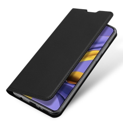 Dux Ducis Skin serijos Samsung Galaxy A71 (A715F) juodas odinis atverčiamas dėklas | Priedai.lt