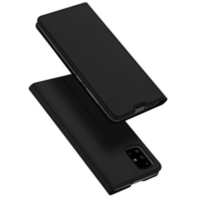 Dux Ducis Skin serijos Samsung Galaxy A71 (A715F) juodas odinis atverčiamas dėklas | Priedai.lt