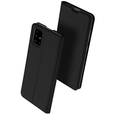 Dux Ducis Skin serijos Samsung Galaxy A71 (A715F) juodas odinis atverčiamas dėklas | Priedai.lt