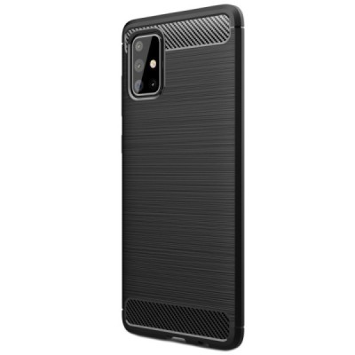 Samsung Galaxy A71 (A715F) Carbon kieto silikono TPU juodas dėklas - nugarėlė | Priedai.lt