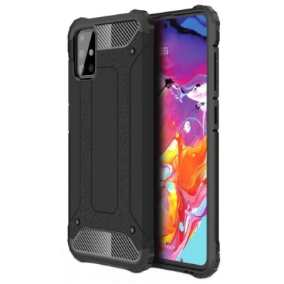Sustiprintos apsaugos Samsung Galaxy A71 (A715F) juodas kieto silikono (TPU) ir plastiko dėklas | Priedai.lt