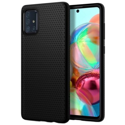 Spigen Liquid Air Samsung Galaxy A71 (A715F) juodas kieto silikono dėklas | Priedai.lt