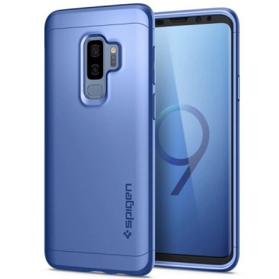 Spigen Thin Fit 360 plastikinis Samsung Galaxy S9+ (G965) mėlynas dėklas - nugarėlė + apsauginis ekrano stiklas | Priedai.lt