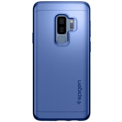 Spigen Thin Fit 360 plastikinis Samsung Galaxy S9+ (G965) mėlynas dėklas - nugarėlė + apsauginis ekrano stiklas | Priedai.lt