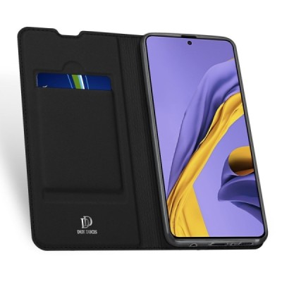 Dux Ducis Skin serijos Samsung Galaxy A51 (A515F) juodas odinis atverčiamas dėklas | Priedai.lt