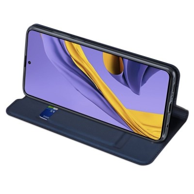 Dux Ducis Skin serijos Samsung Galaxy A51 (A515F) juodas odinis atverčiamas dėklas | Priedai.lt