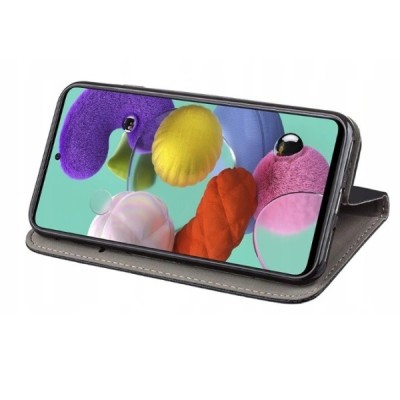 Shell Skin serijos Samsung Galaxy A51 (A515F) mėlynas odinis atverčiamas dėklas | Priedai.lt
