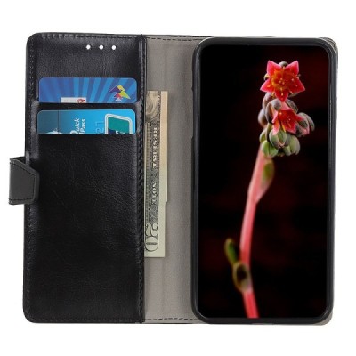 Samsung Galaxy XCover Pro (G715) atverčiamas juodas odinis dėklas, knygutė - piniginė | Priedai.lt