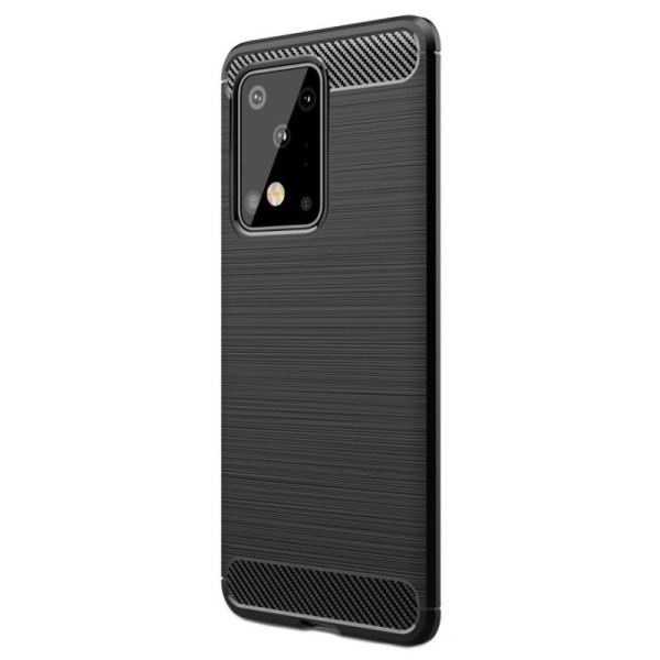 „Carbon“ kieto silikono (TPU) dėklas - juodas (Galaxy S20 Ultra)