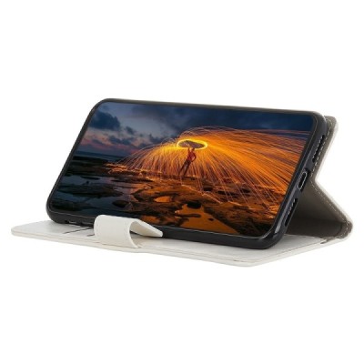 Samsung Galaxy XCover Pro (G715) atverčiamas baltas odinis dėklas, knygutė - piniginė | Priedai.lt
