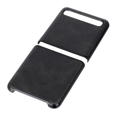 Samsung Galaxy Z Flip (F700) Slim Leather juodas odinis dėklas - nugarėlė | Priedai.lt