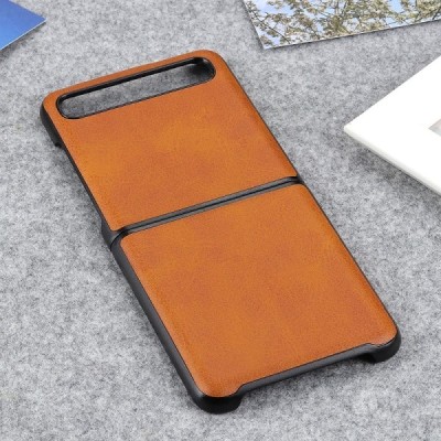 Samsung Galaxy Z Flip (F700) Slim Leather šviesiai rudas odinis dėklas - nugarėlė | Priedai.lt