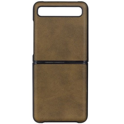 Samsung Galaxy Z Flip (F700) Slim Leather tamsiai rudas odinis dėklas - nugarėlė | Priedai.lt