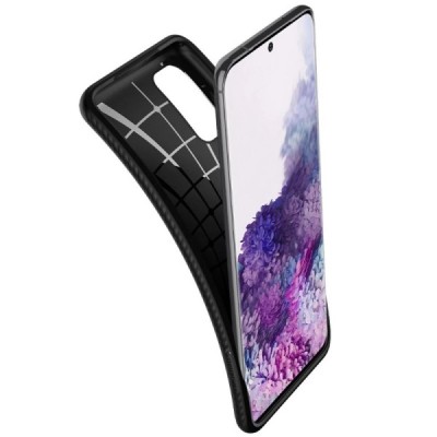 Samsung Galaxy S20 (G980) Spigen Liquid Air juodas kieto silikono dėklas - nugarėlė | Priedai.lt