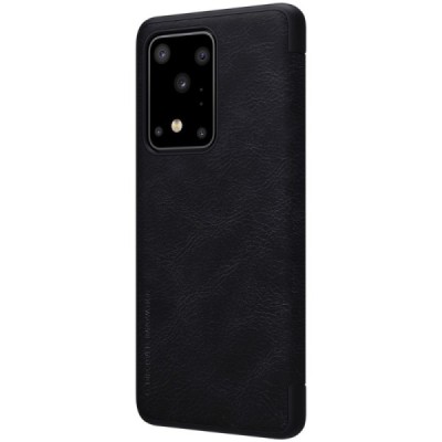 Samsung Galaxy S20 Ultra (G988) prabangus Nillkin Qin serijos juodas odinis atverčiamas dėklas - knygutė | Priedai.lt