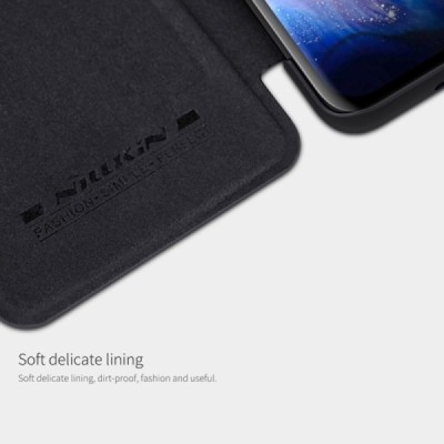 Samsung Galaxy S20 Ultra (G988) prabangus Nillkin Qin serijos juodas odinis atverčiamas dėklas - knygutė | Priedai.lt