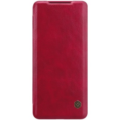 Samsung Galaxy S20 Ultra (G988) prabangus Nillkin Qin serijos raudonas odinis atverčiamas dėklas - knygutė | Priedai.lt