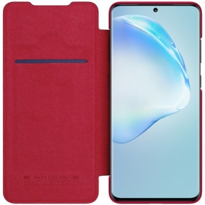 Samsung Galaxy S20+ Plus (G985) prabangus Nillkin Qin serijos raudonas odinis atverčiamas dėklas - knygutė | Priedai.lt