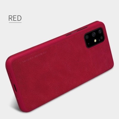 Samsung Galaxy S20+ Plus (G985) prabangus Nillkin Qin serijos raudonas odinis atverčiamas dėklas - knygutė | Priedai.lt