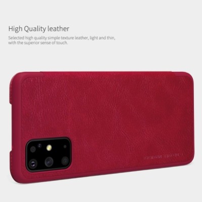 Samsung Galaxy S20+ Plus (G985) prabangus Nillkin Qin serijos raudonas odinis atverčiamas dėklas - knygutė | Priedai.lt