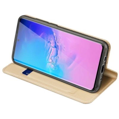 Samsung Galaxy S20 Ultra (G988) Dux Ducis Skin serijos auksinis odinis atverčiamas dėklas - knygutė | Priedai.lt