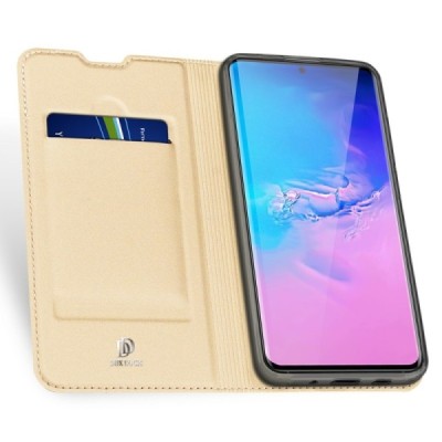 Samsung Galaxy S20 Ultra (G988) Dux Ducis Skin serijos auksinis odinis atverčiamas dėklas - knygutė | Priedai.lt