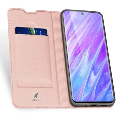 Samsung Galaxy S20+ Plus (G985) Dux Ducis Skin serijos rožinis odinis atverčiamas dėklas - knygutė | Priedai.lt