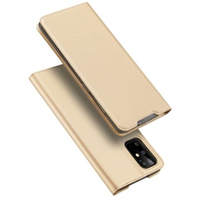 Samsung Galaxy S20+ Plus (G985) Dux Ducis Skin serijos auksinis odinis atverčiamas dėklas - knygutė | Priedai.lt