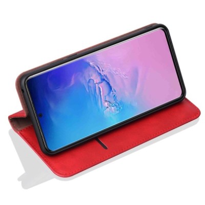 Deluxe atverčiamas raudonas odinis Samsung Galaxy S20 Ultra (G988) dėklas - knygutė | Priedai.lt
