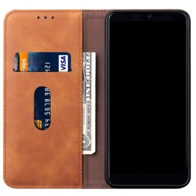 Deluxe atverčiamas švieisiai rudas odinis Samsung Galaxy S20 (G980) dėklas - knygutė | Priedai.lt