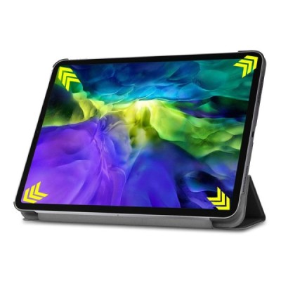 Apple iPad Pro 11 (2022 / 2021 / 2020 / 2018) atverčiamas juodas odinis dėklas - knygutė | Priedai.lt