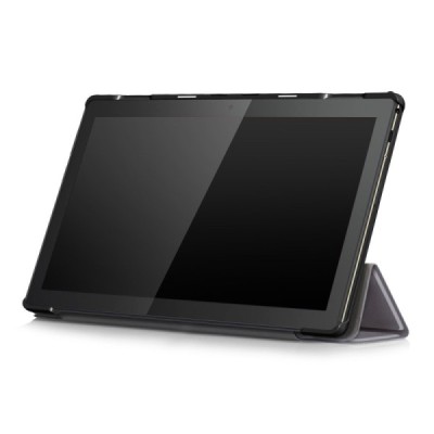 Lenovo Tab M10 10.1" (TB-X605F, X605L, X505F, X505L) atverčiamas pilkas odinis dėklas (sulankstomas) | Priedai.lt