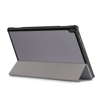 Lenovo Tab M10 10.1" (TB-X605F, X605L, X505F, X505L) atverčiamas pilkas odinis dėklas (sulankstomas) | Priedai.lt