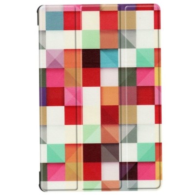 Samsung Galaxy Tab S6 10.5 (T865, T860) „Cubes“ atverčiamas spalvotas, baltas odinis dėklas - knygutė / Priedai.lt