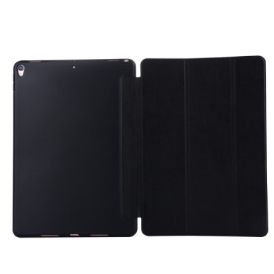 Apple iPad Pro 10.5" (Air 2019) solidus atverčiamas juodas odinis dėklas - knygutė (sulankstomas) / Priedai.lt