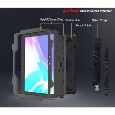 Samsung Galaxy Tab Active Pro (T540, T636B) sustiprintos apsaugos dėklas - juodas - nugarėlė | Priedai.lt