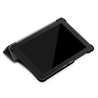Lenovo Tab E7 (TB-7104F) atverčiamas juodas odinis dėklas - knygutė | Priedai.lt